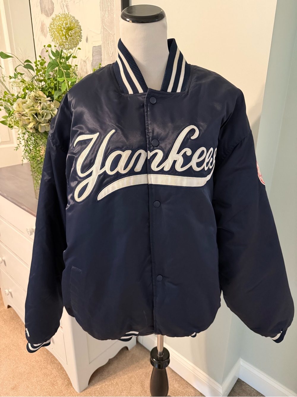 Majestic Navy and White Yankees Bomber Jacket
